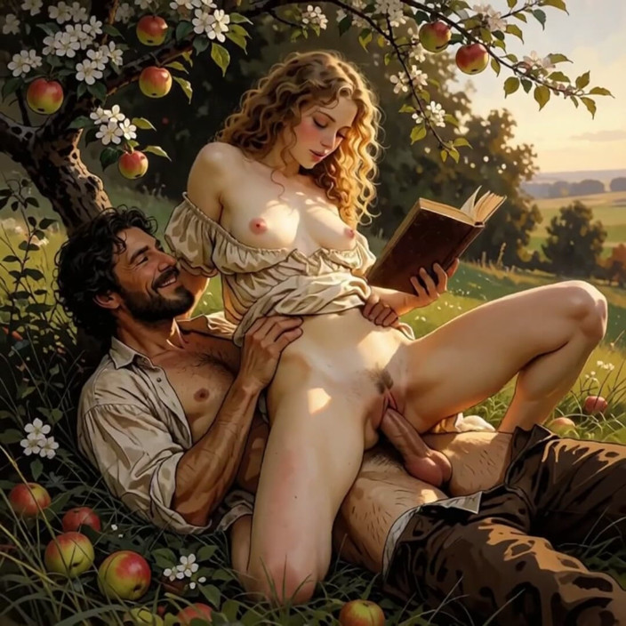 My night collection: Elle continuait à lire sous le pommier pendant qu’il terminait ce...
