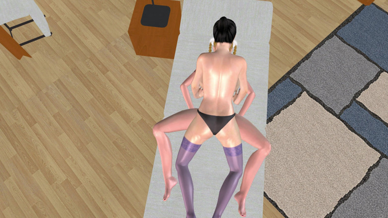 TransLure: Animasyonlu 3 boyutlu lezbiyen porno - genç kız yatakta, olgun kadın takma...