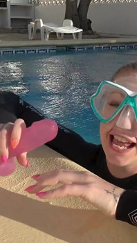 Wetsuit Underwater Dildo Blowjob - Neoprene Masked Suck Slut