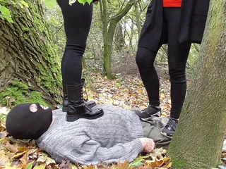 Femdom Austria: Trampling Session in the Wood, for the Poor Man