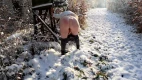 Bouncy Tits Action: Snaowballs and Spanking on Her Naked Ass Outdoors