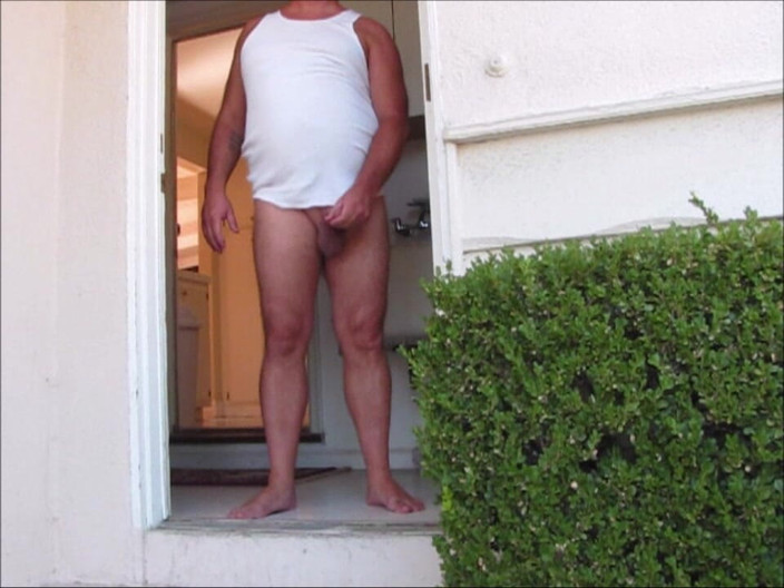 The porky pervert: Porta lateral masturbando e gozando