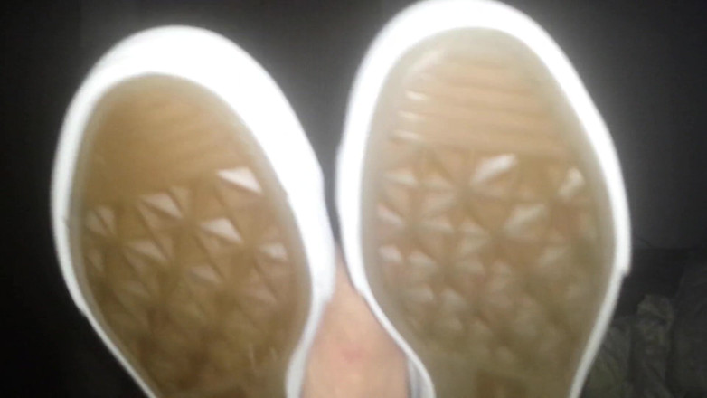 Caralia Deluxe: Foot job with shoes and cock masturbation