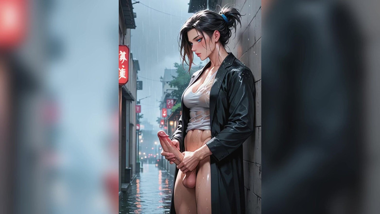 TRANSH: Une trans se fait enculer, éjaculation