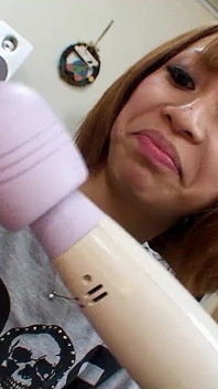 Skinny Japan milf gets masturbation help from stepdad