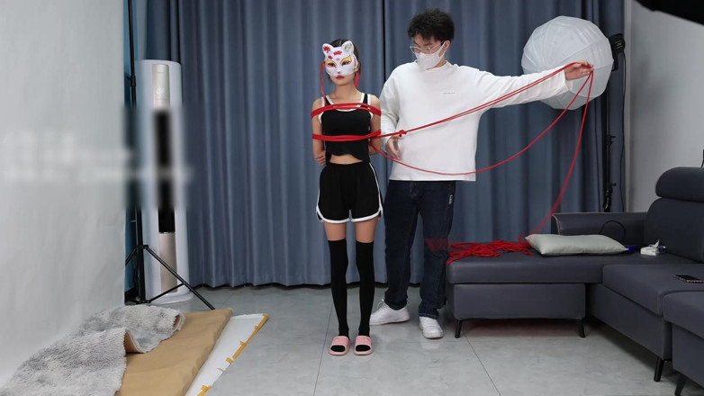Asian bondage: A Young, Beautiful, Slender, and Adorable Girlfriend, with Black Stockings,...