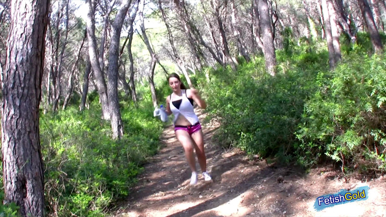 Big Boobs at Play: Amateur horny couple fuck outdoor while jogging POV