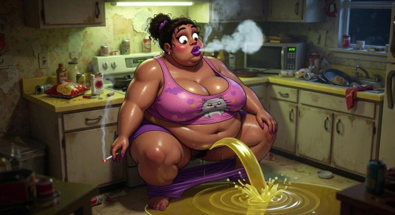 YOUR BEST FANTASY: Very Pregnant BBW Smoking While Peeing - Big Belly &amp; Dripping Pussy