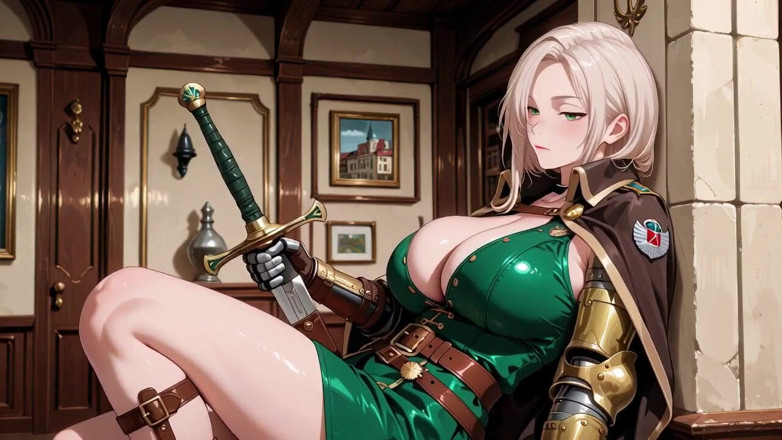 Tay Swift X: Siang ksatria rambut pirang! Green Uniform Golden Mechanical Arms, Lazily...