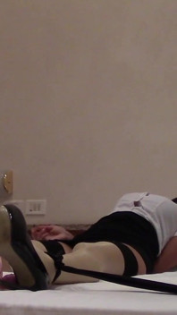 Hooded MILF Tied to the Bed, Fucked with Facial