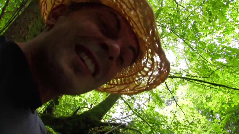 Anal Invasion: Sexy redhead undressed and roughly ass fucked in the woods