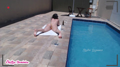 Curious Electra: Sexy dívka Opalování u bazénu, Perfektní tělo, Fetiš