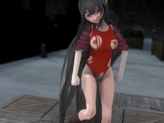 Smixix: Kamikaze Hentai Dance Kantai Kolekcja Podarte ubrania 3D - Czarny kolor włosów...