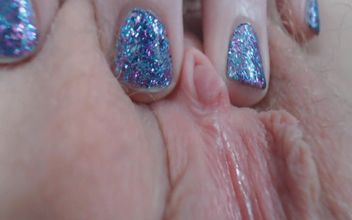 Chipped Fingernail Polish Closeups and Glass Dildo Orgasm