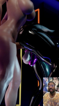 Transgender D.va Wears BDSM Latex, Ball Gag & Chasity Cage While Getting Butt Fucked