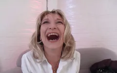 Pierced mature masturbation on casting