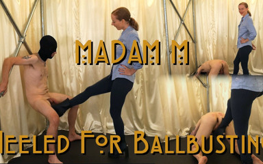 Madam M: Salto para ballbusting, novas botas de caçador de saltos colocadas...