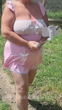 Pink Babydoll Tit Bounce Outdoor Walk