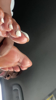 Sessione in auto che dà strofina ai piedi oleosi dominava gli schizzi con i piedi oleosi
