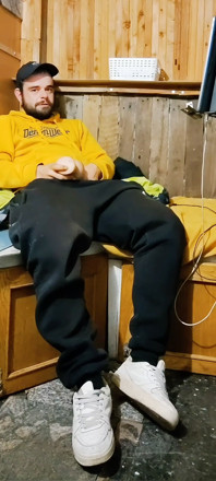 Masturbation and Cumshot in a Yellow Jacket