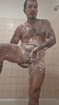 Thugged Out Mexican Jacking off in Showers