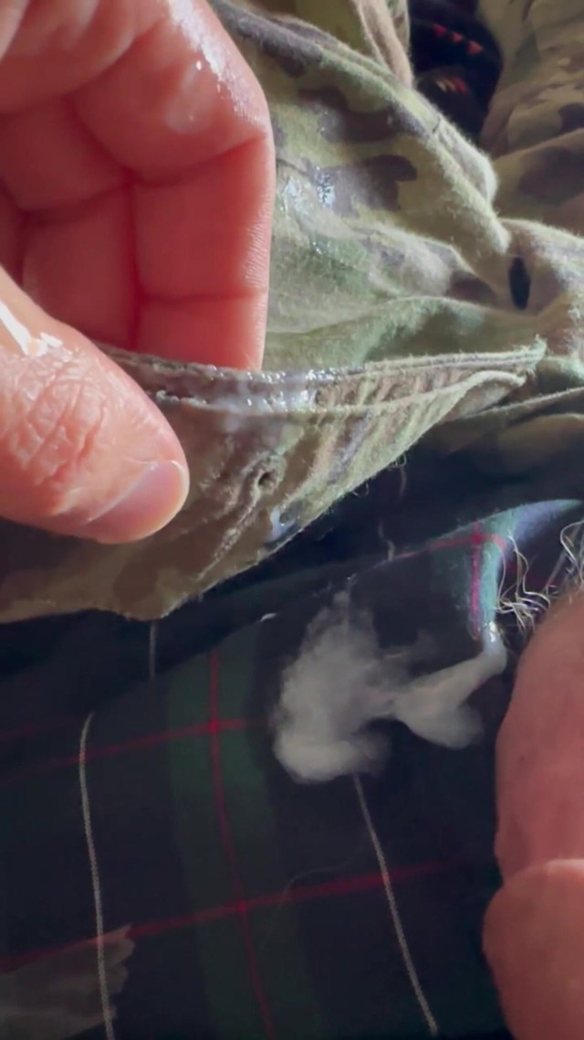 Army Soldier Jerks off in Some Plaid Boxer Shorts Under His Uniform with 2 Cum Shots! (Gay Soldier Stuff)