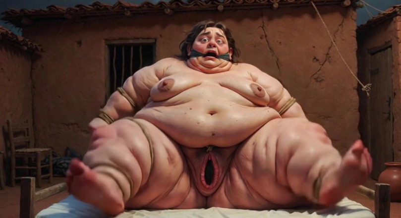 Anime Hentai: SSBBW bondage - désespérée avec une grosse chatte mouillée