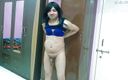 Cute &amp; Nude Crossdresser: Travestit efeminat sexy Femboy Sweet Lollipop care se pișă sub...