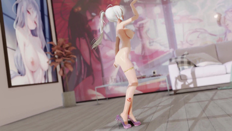 MikuMotion: Iu-lila Gaun Striptis Semok