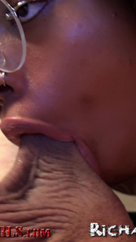 Beautiful Black Girl Sucks My Big White Cock and I Cum in Her Afro... Again