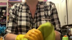 MistressWriggler: Topless Washing up in Full View of the Very Busy...