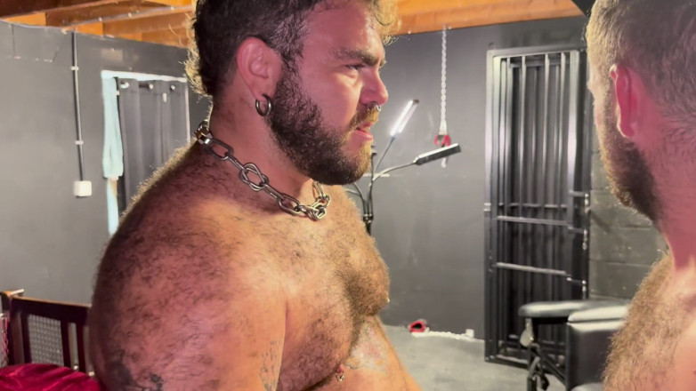 ScruffyStocky: Sling &amp; Chains: Tattooed Bear Wrecks Bound Scally Hole Raw