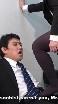 Female Office Worker's Revenge, Trampling and Smelling with Sweaty Pantyhose, Facesitting, Pantyhose Footjob, Tease and Denial