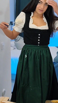 Austrian Woman in Dirndl Getting Dirty