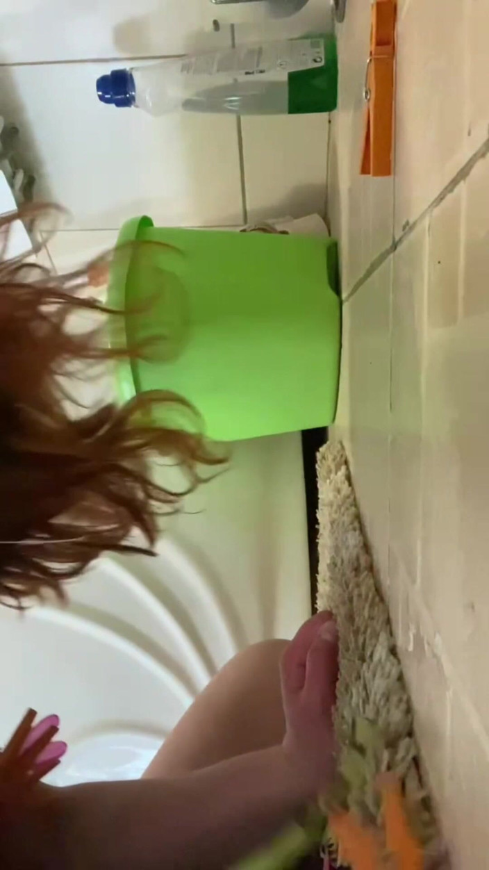 Elena917: Clothespins, Spit, Licking Toilet and Floor Masturbation