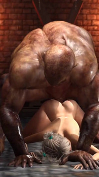 A sexy blonde gets fucked rough by a big monster in the dungeon