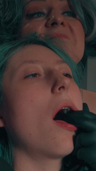 Dirty Sock Gag Hand Over Mouth - Stepmom Punishes Skinny Stepdaughter in the Kitchen