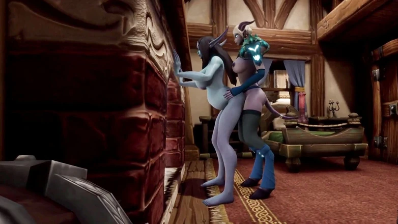 Wraith Futa: Демон-шмель трахает беременную эльфу перед камином