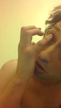 Topless Transgirl Touching Her Eyes