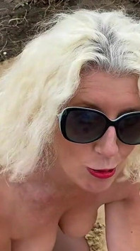 Stripping Naked Out of Mini Dress on Beach