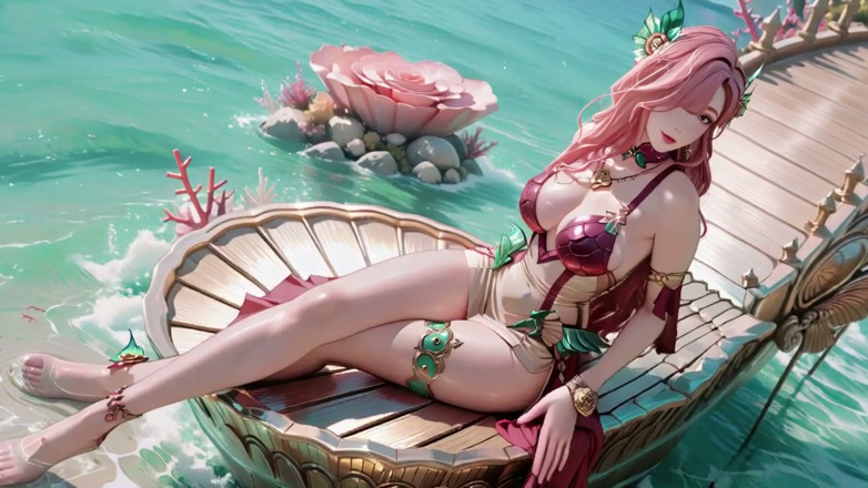 Seraphina Vale: Deep Sea Fantasy! the Pink-haired Mermaid Queen Lounges in the...