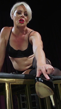 Good Pets Worship Helena's Feet in Stockings Featuring Helena Locke