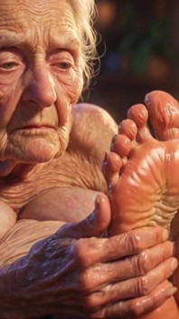 Beautiful Big Wrinkled Feet Oiled up - Oil Dripping From Toes Sensual Massage