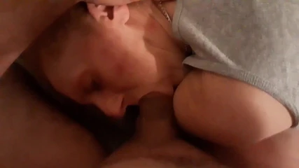 Red sucks my cock and gets fingered