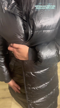 Seductive Stockings & Long Puffy Jacket Cozy Fetish Play with an American MILF