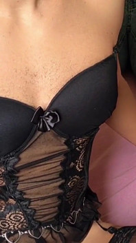 Black Satin Lingerie, High Heels and Sensual Cum