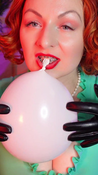 Airballoon latex fetish video, femdom POV humiliation