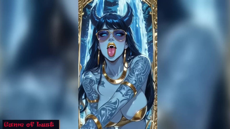 Game of Lust 3D: Gol exotische blauwe demondanseres tekenfilm