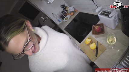 EroCom: Busty slut in nylons seduced for sex in the kitchen
