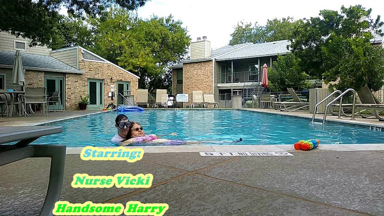 BBW nurse Vicki adventures with friends: Bbw sestřička Vicki si hraje v bazénu s pohledným Harrym